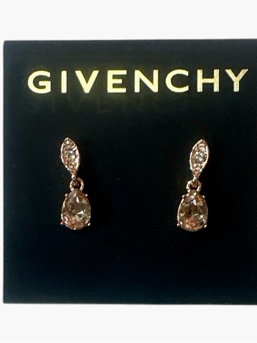 Givenchy Rose Gold Teardrop Crystal Drop Earrings